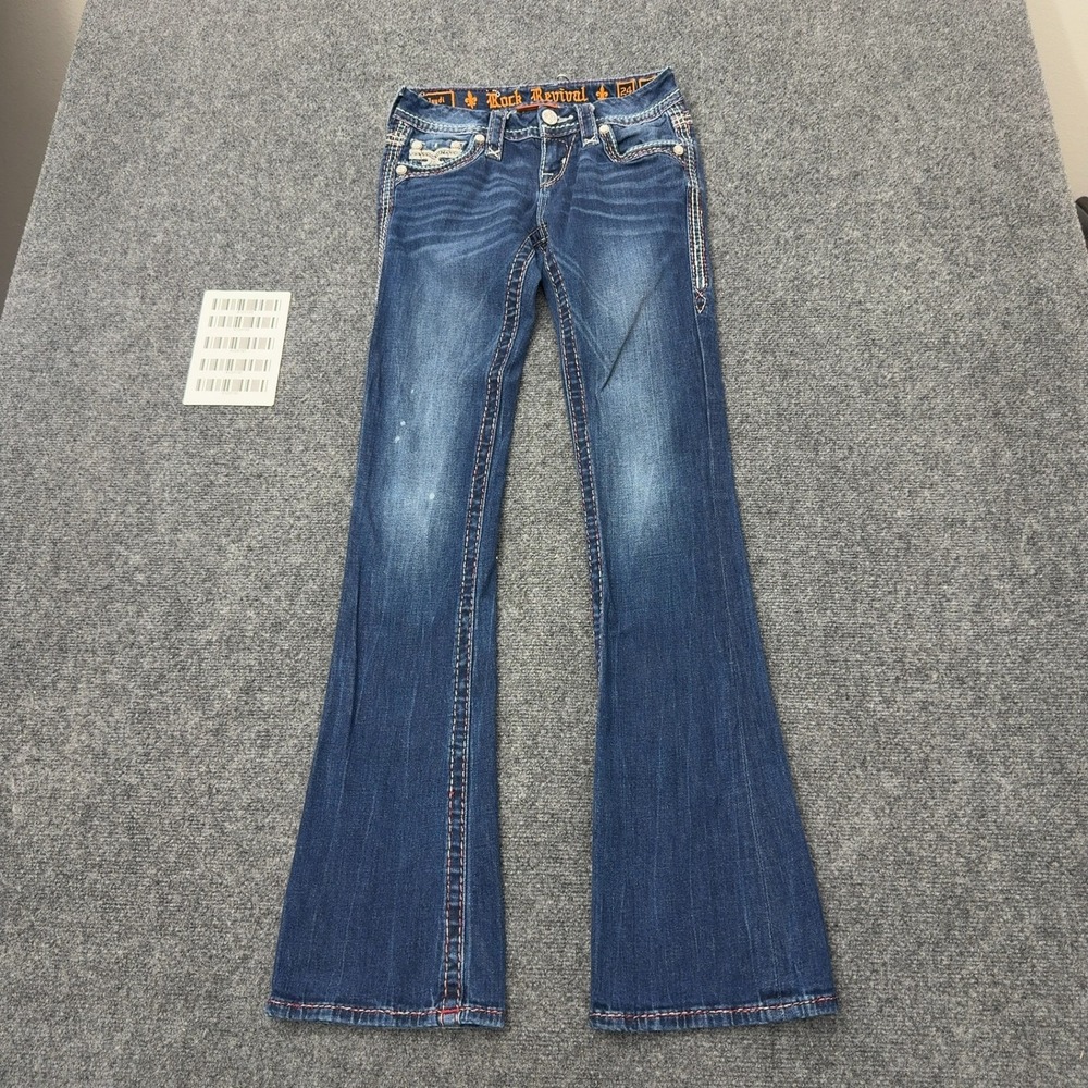 Rock Revival Jeans Womens 24 Blue Cotton Jaydi Bootcut Embroidered Y2K Western